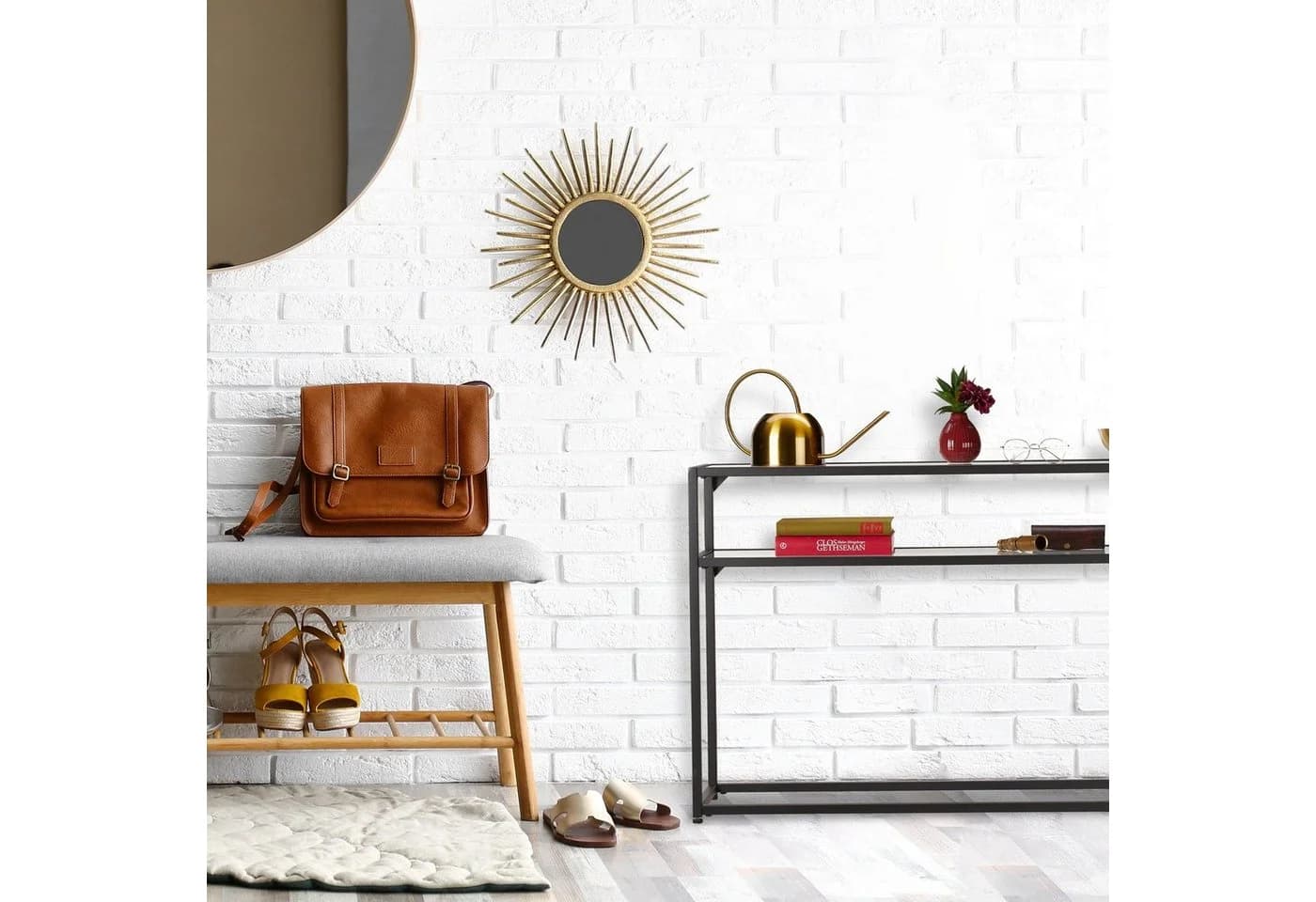 relaxdays Konsolentisch mit Glasplatte Schwarz Modern - Bild 5