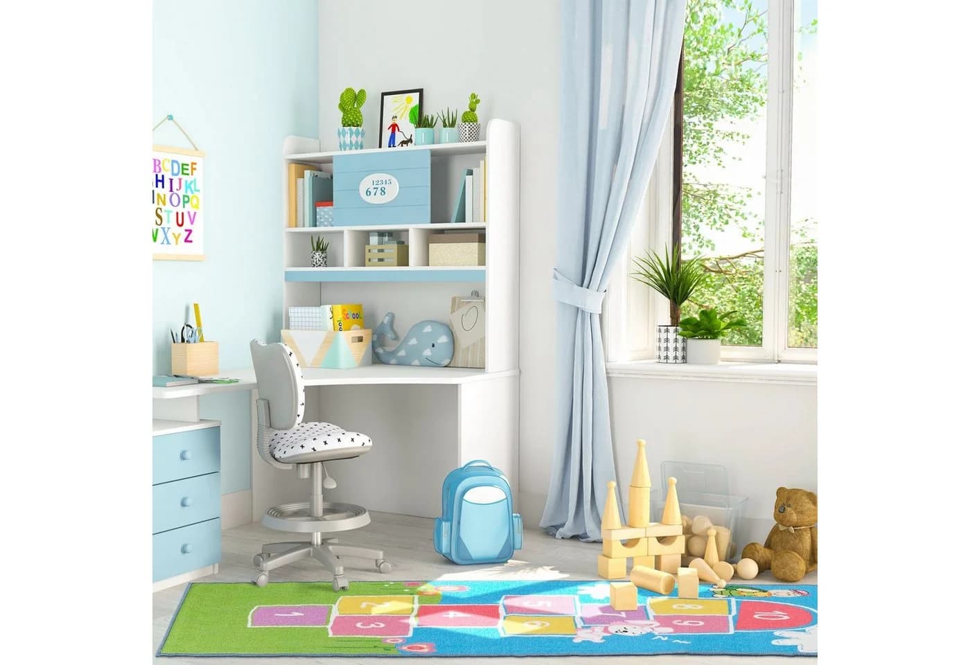 relaxdays Kinderteppich Hüpfspiel 180 x 70 cm
