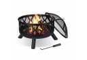 relaxdays Feuerschale mit Funkenschutz Schwarz Stahl Bild 2