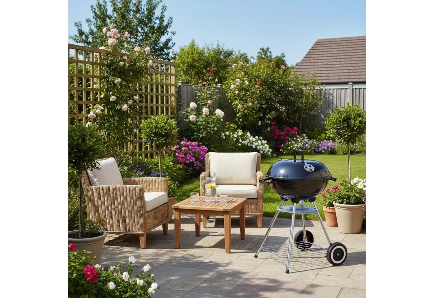 relaxdays Kugelgrill mit Deckel und Aschesammler Schwarz