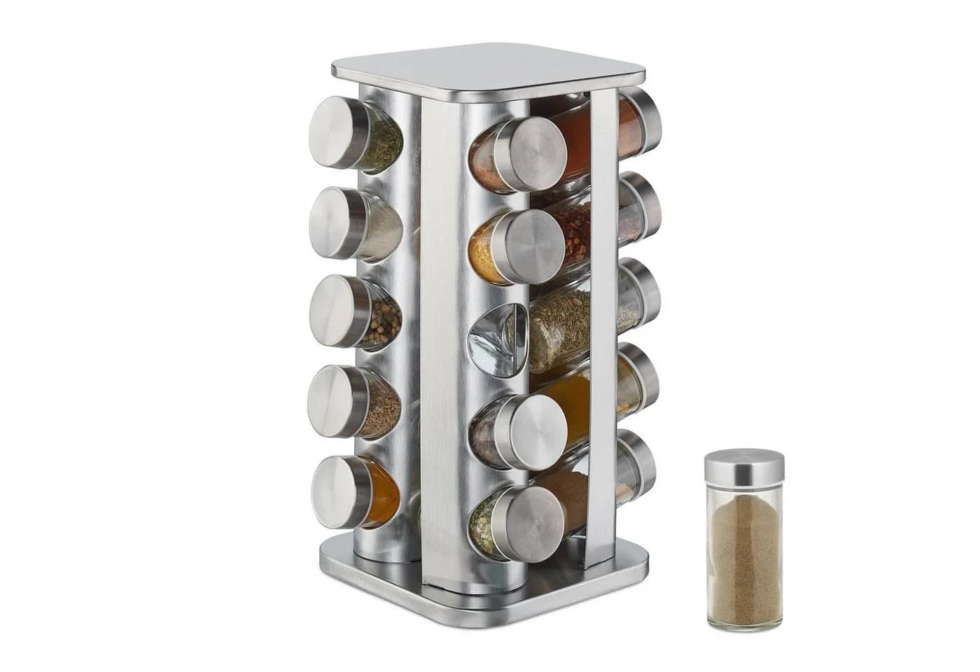 relaxdays Gewürzkarussell mit 20 Gläsern Silber - Bild 2