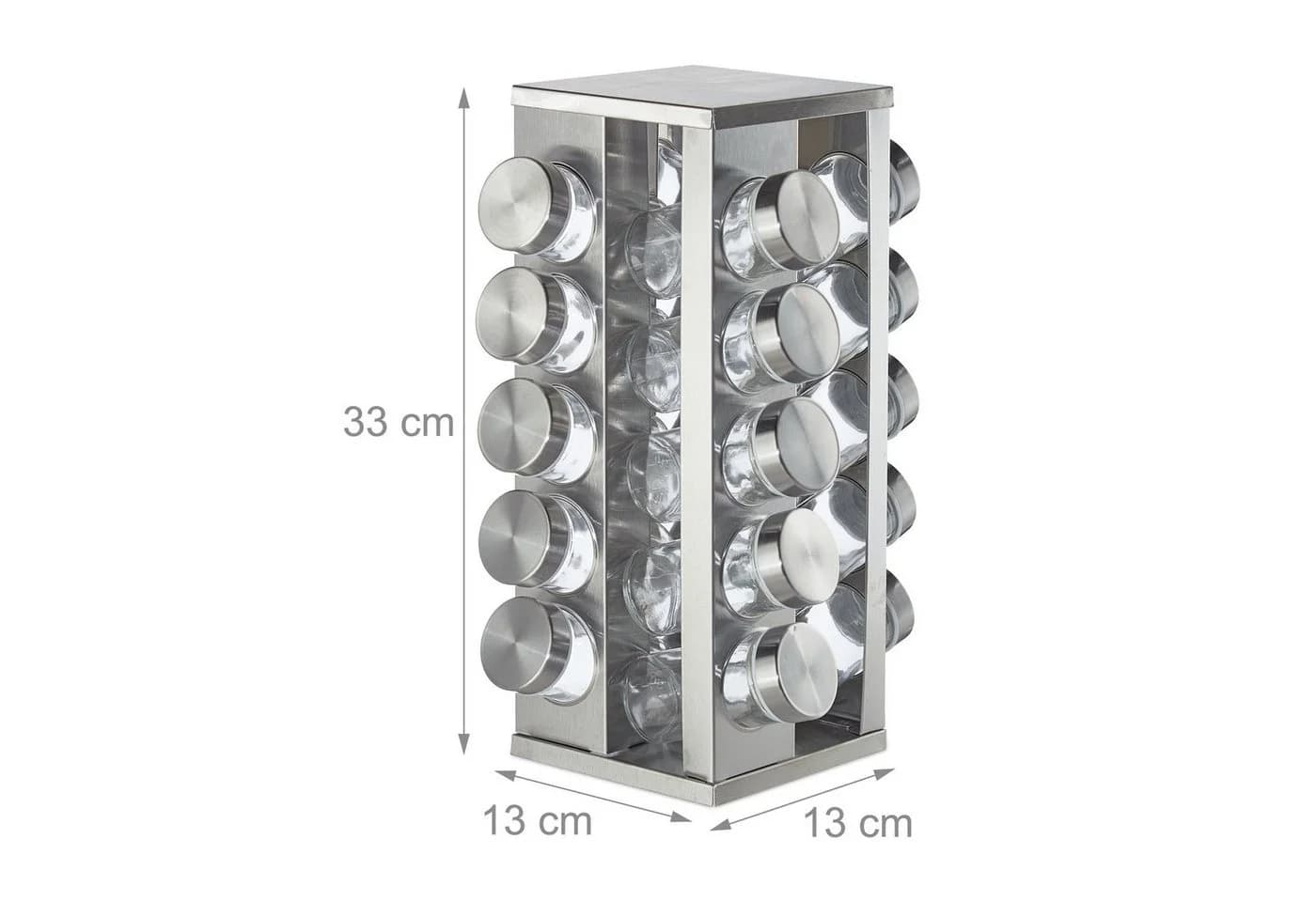 relaxdays Gewürzkarussell eckig mit 20 Gläsern Silber - Bild 4