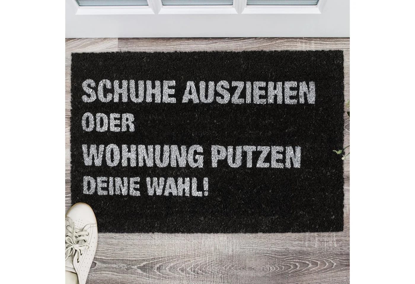 relaxdays Fußmatte Kokos mit Spruch Schwarz/Weiß