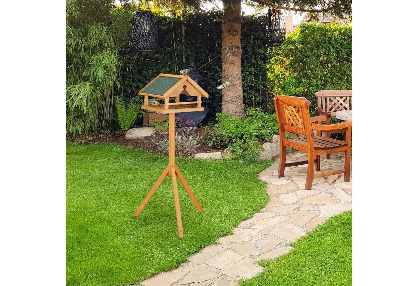relaxdays Vogelhaus mit Ständer Tannenholz Grün