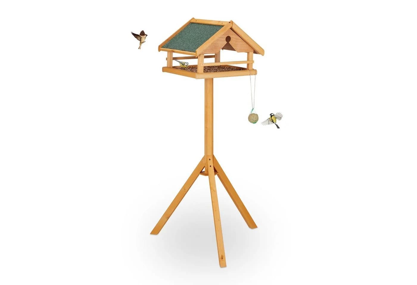 relaxdays Vogelhaus mit Ständer Tannenholz Grün - Bild 2