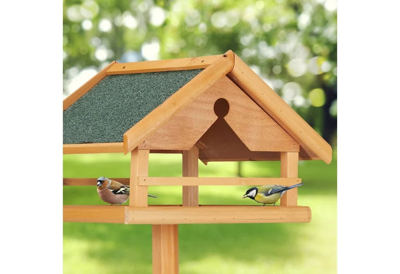 relaxdays Vogelhaus mit Ständer Tannenholz Grün - Bild 3
