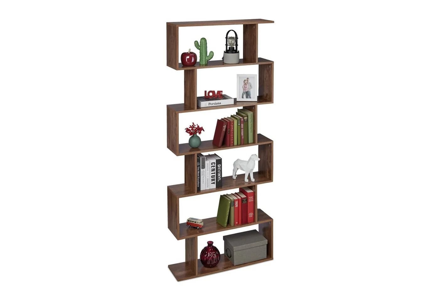 relaxdays Bücherregal Hoch Braun 6 Fächer Holzoptik - Bild 2
