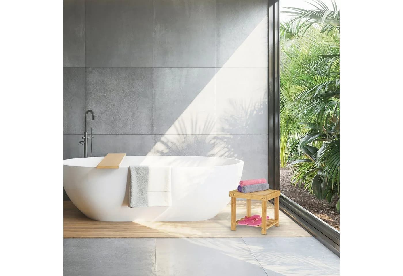 RELAXDAYS Kinderhocker Große Fußbank aus Bambus Natur - Bild 5