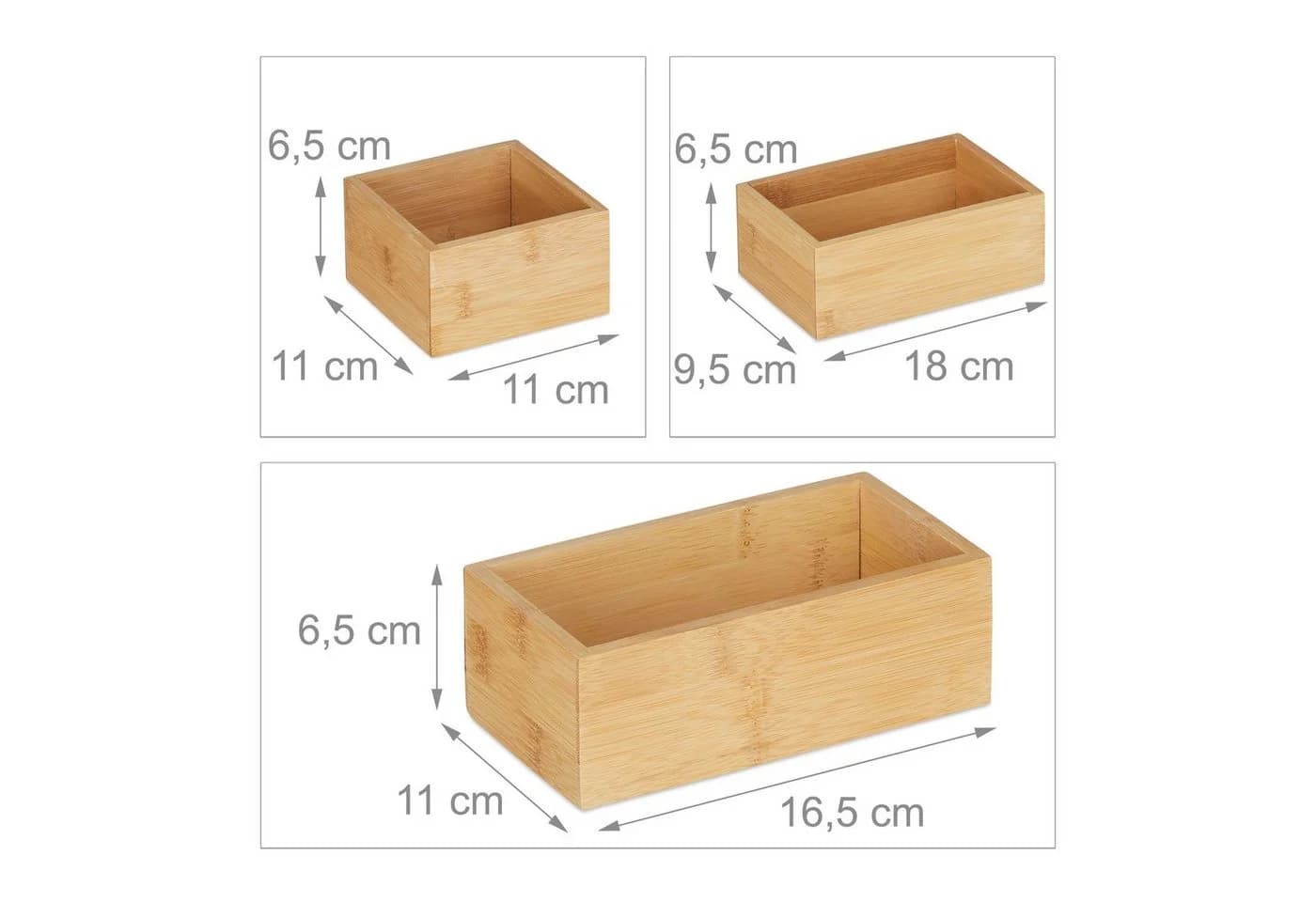 RELAXDAYS Aufbewahrungsbox 5er Set Ordnungsboxen Bambus Natur - Bild 4