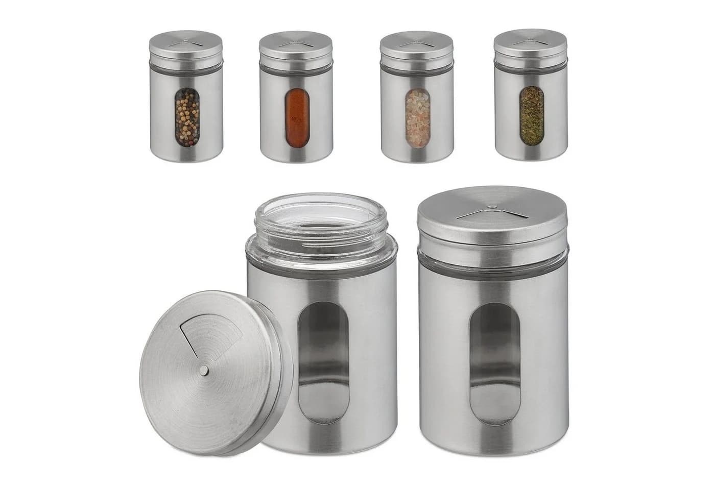 relaxdays Gewürzstreuer XL 6er Set Silber Transparent - Bild 2