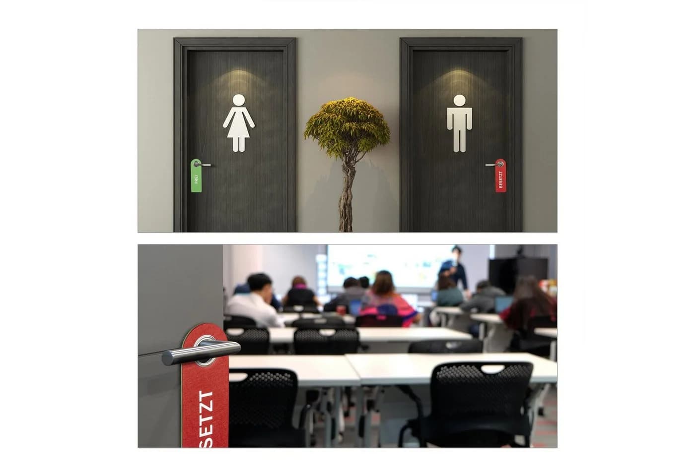 relaxdays Türschild Besetzt Frei 3er Set Rot Grün Filz - Bild 3