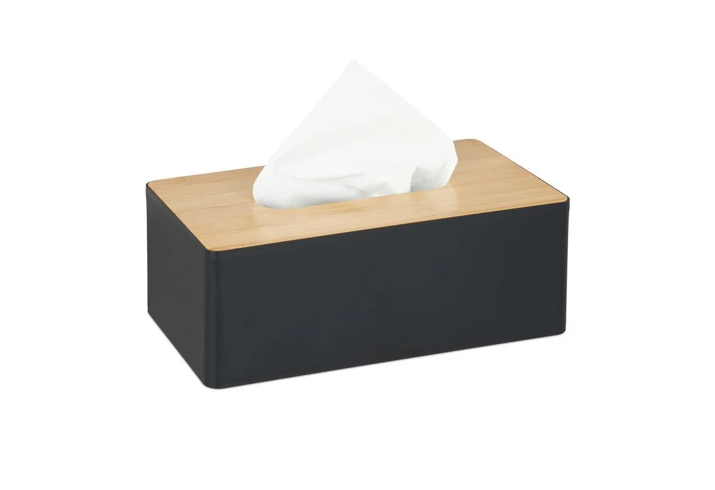 relaxdays Papiertuchbox Schwarz mit Bambusdeckel - Bild 2