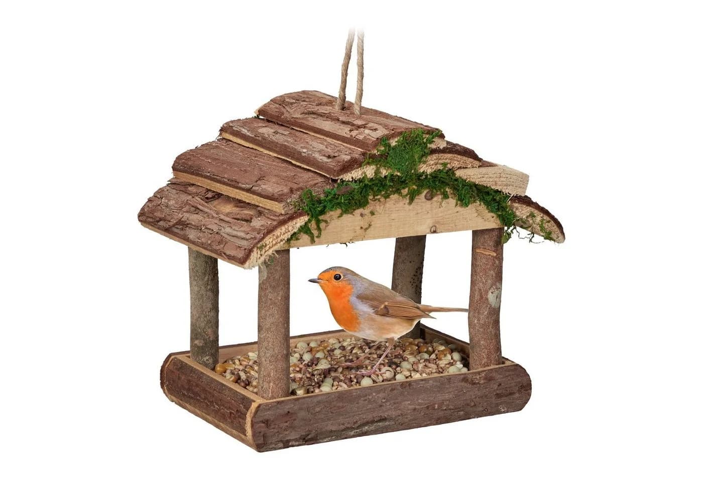 relaxdays Vogelhaus aus Holz mit Moos zum Aufhängen - Bild 2