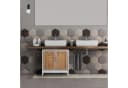 relaxdays Waschbeckenunterschrank mit Rattan-Türen Weiß Bild 1
