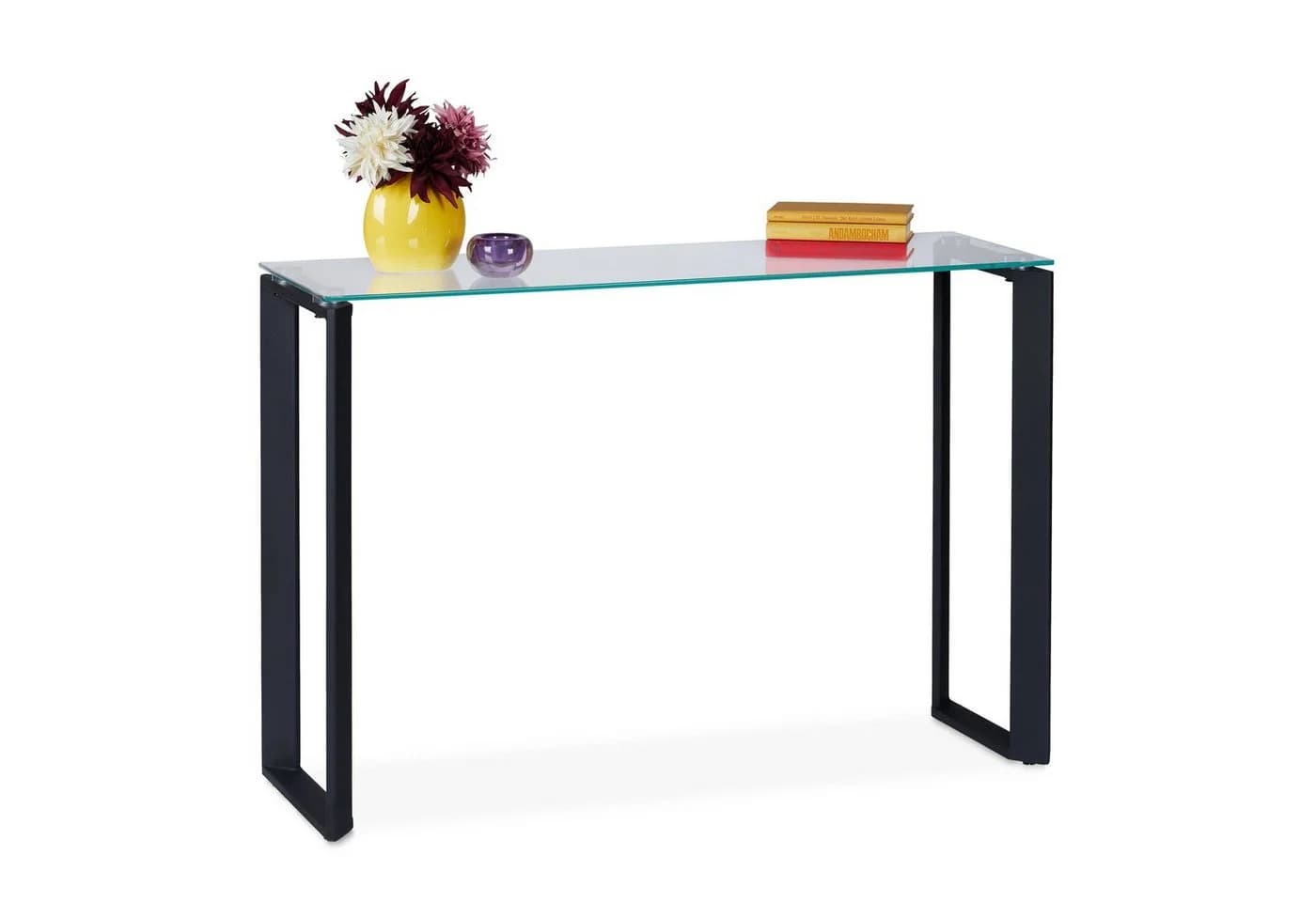 relaxdays Konsolentisch mit Glasplatte Schwarz Transparent - Bild 2