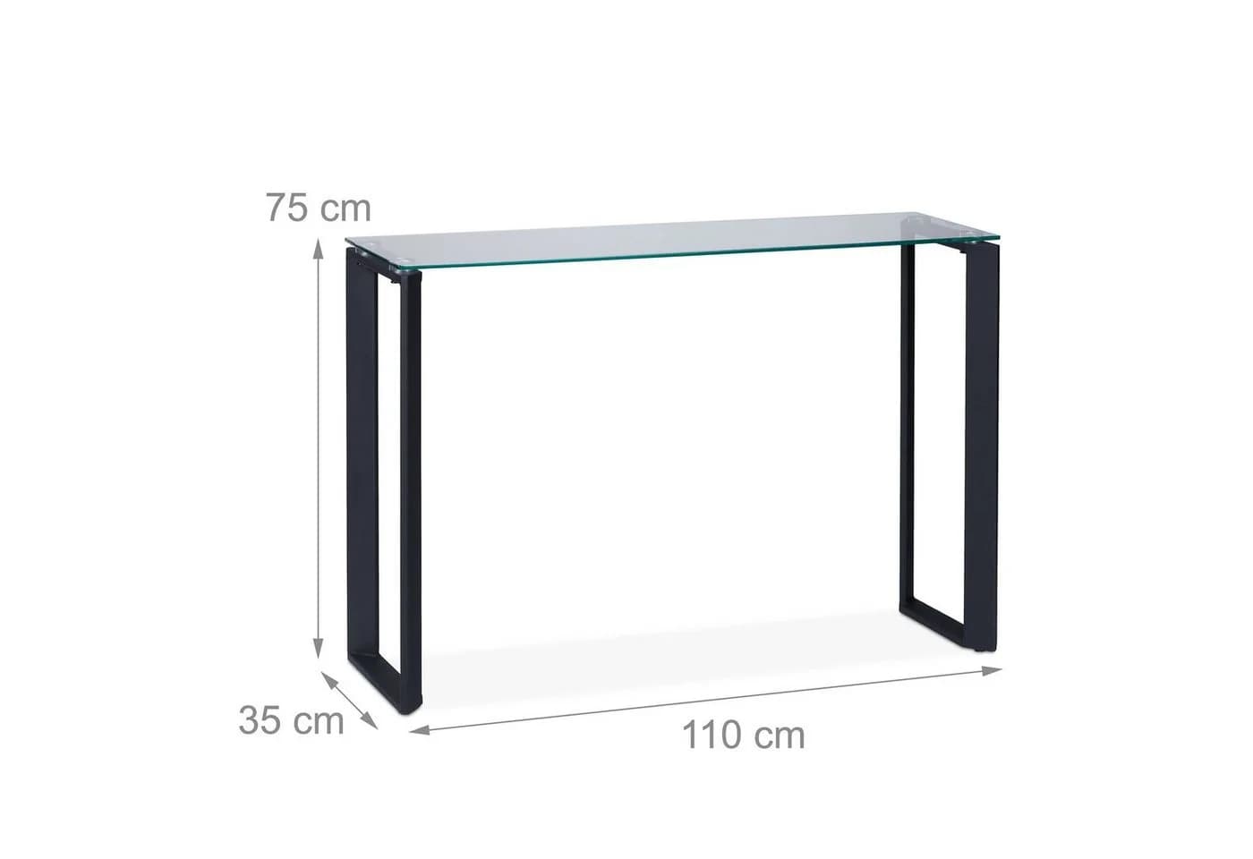 relaxdays Konsolentisch mit Glasplatte Schwarz Transparent - Bild 4