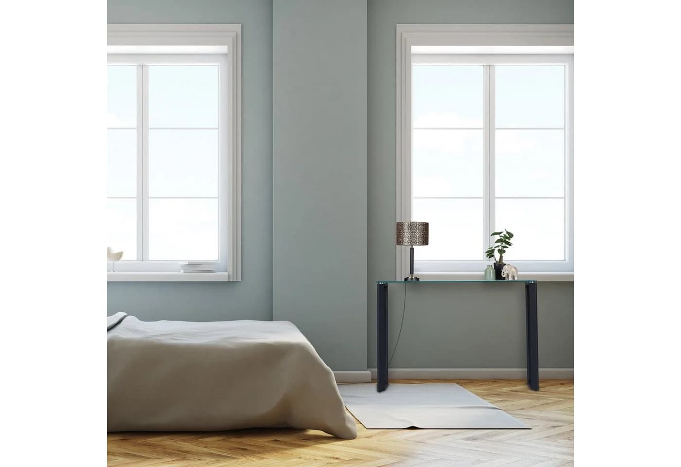relaxdays Konsolentisch mit Glasplatte Schwarz Transparent - Bild 5