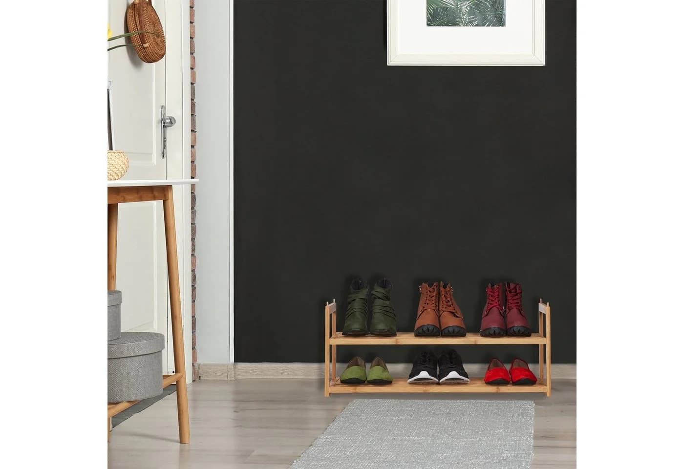 relaxdays Schuhregal Bambus stapelbar