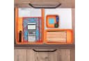 relaxdays Aufbewahrungskorb 5-teiliger Schubladen Organizer Filz Grau-Orange Bild 1