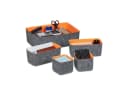 relaxdays Aufbewahrungskorb 5-teiliger Schubladen Organizer Filz Grau-Orange Bild 2