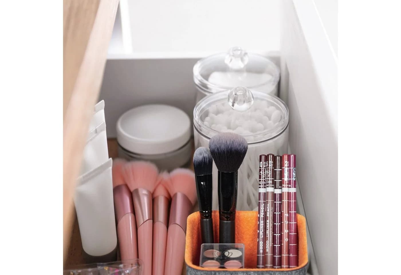 relaxdays Aufbewahrungskorb 5-teiliger Schubladen Organizer Filz Grau-Orange - Bild 5
