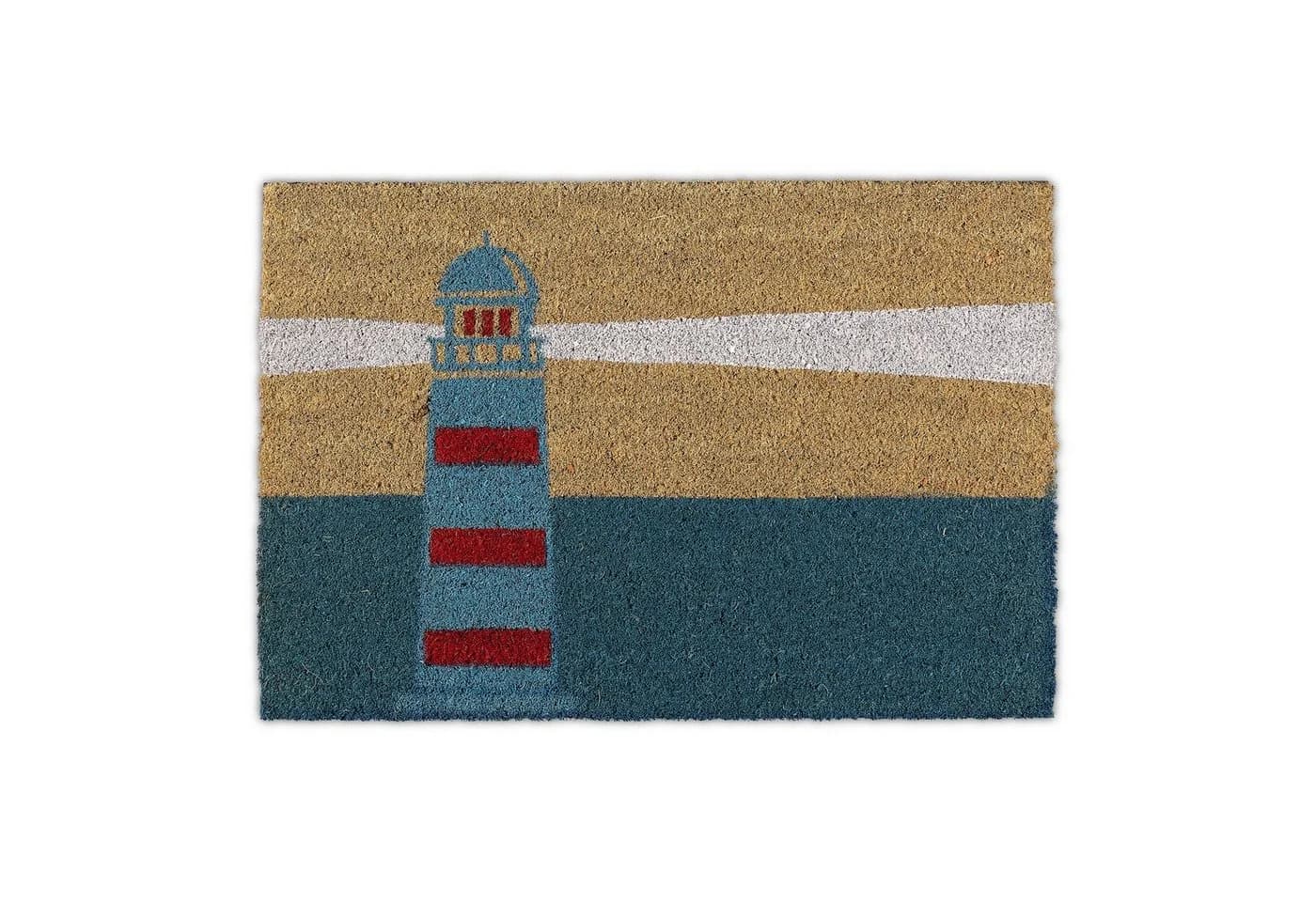 relaxdays Fußmatte Kokos Leuchtturm Maritim Blau Rot Weiß - Bild 2
