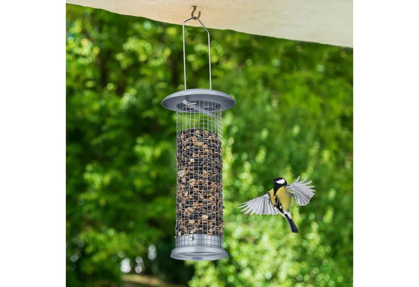 relaxdays Vogelfutterspender 2er Set Silber zum Aufhängen