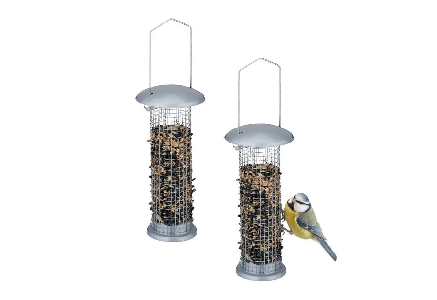 relaxdays Vogelfutterspender 2er Set Silber zum Aufhängen - Bild 2