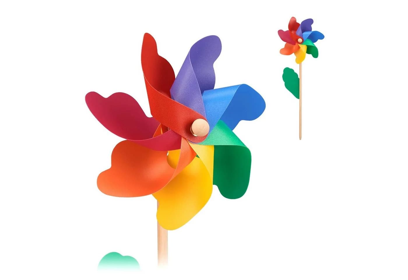 relaxdays Deko-Windrad 2er Set Bunt Holz & Kunststoff - Bild 2