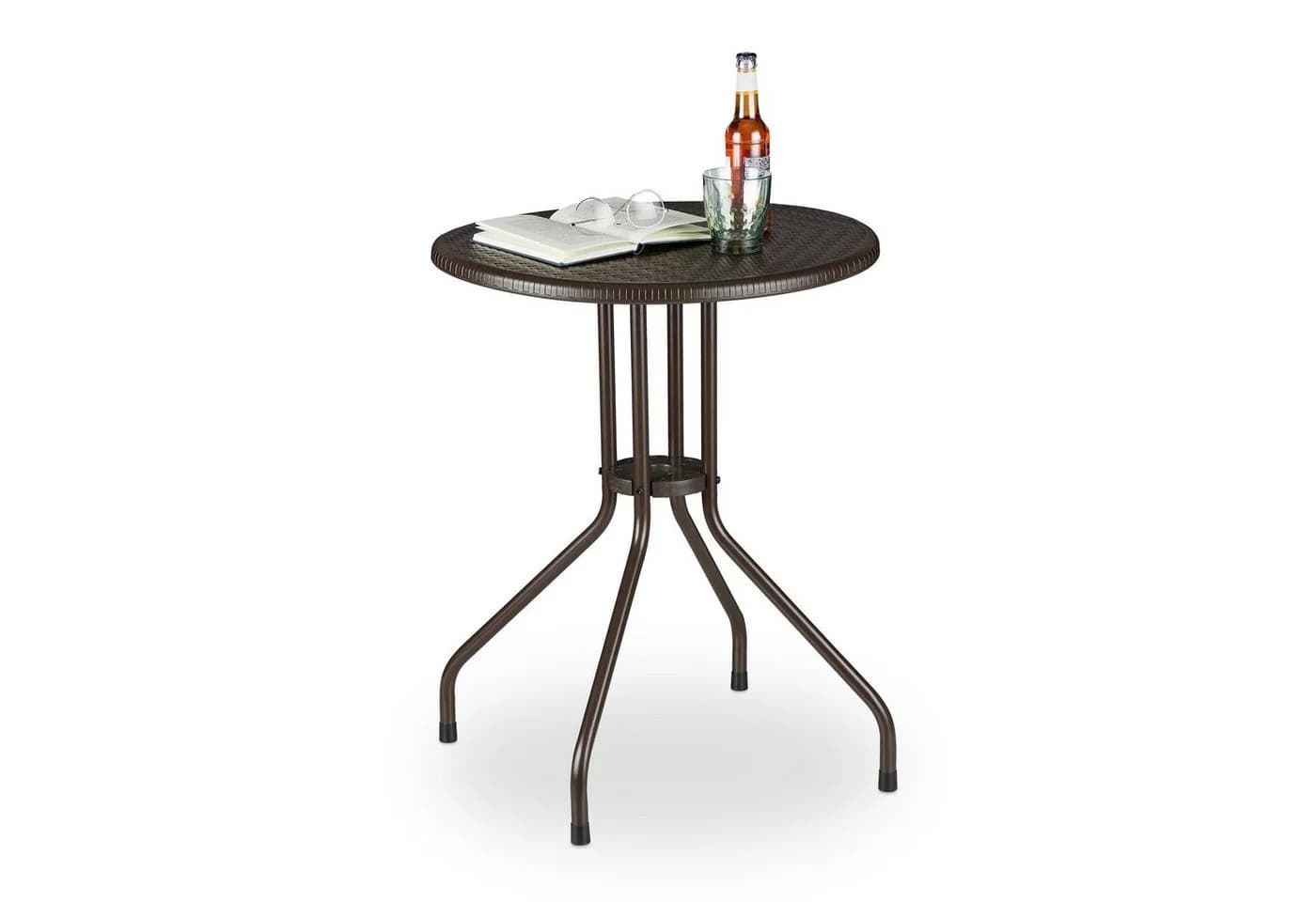 relaxdays Gartentisch rund Braun Kunststoff Rattan-Optik - Bild 2