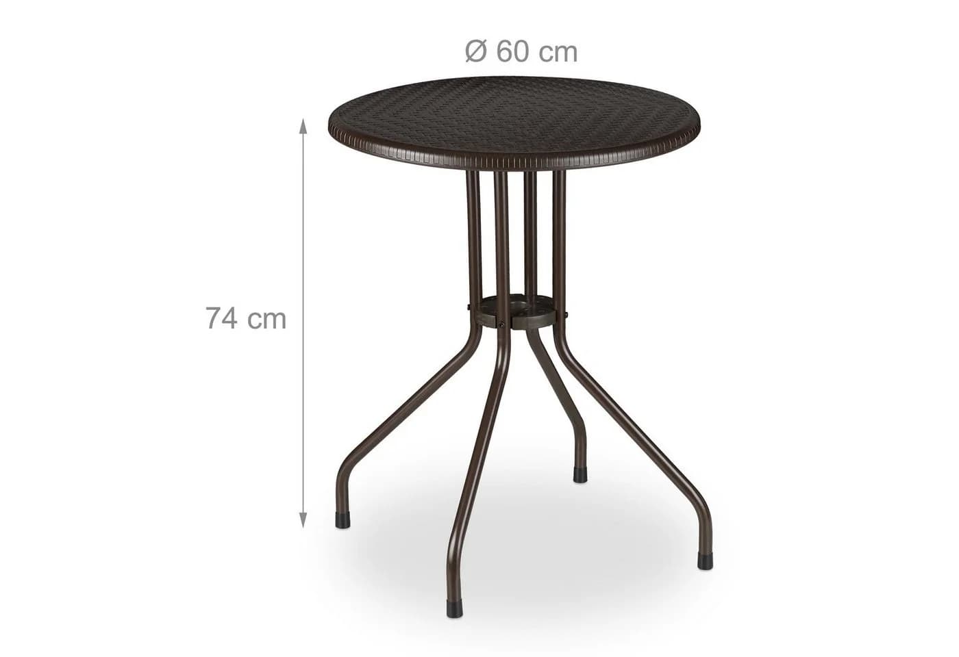 relaxdays Gartentisch rund Braun Kunststoff Rattan-Optik - Bild 4