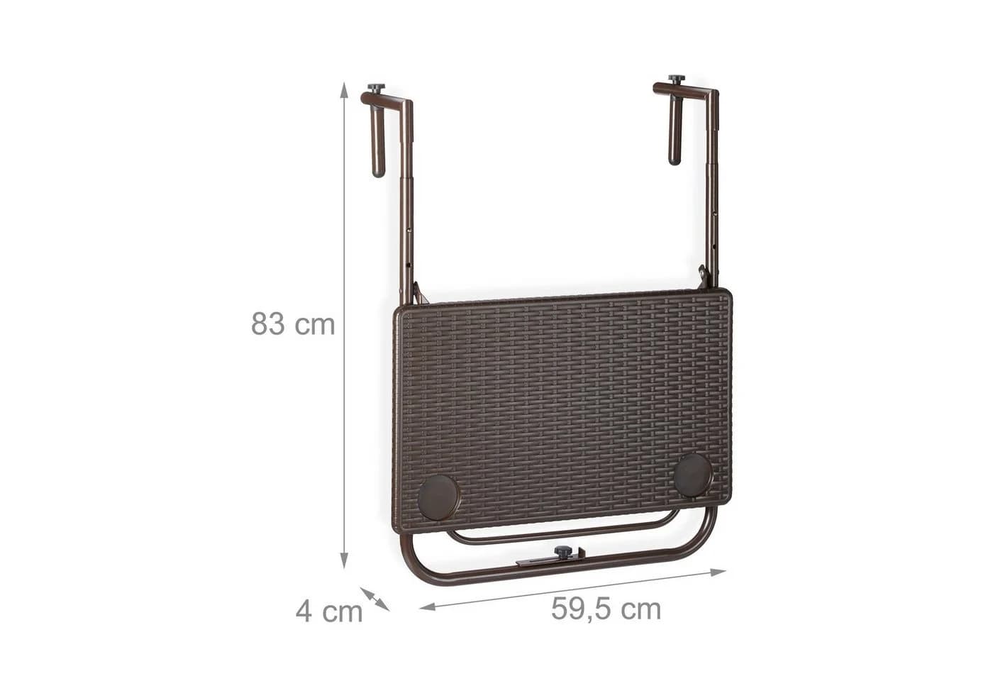 relaxdays Balkonhängetisch klappbar in Braun Rattan-Optik - Bild 5
