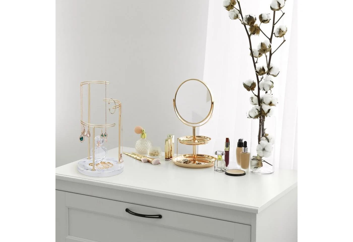 relaxdays Schmuckständer Marmor Gold - 3 Stangen Kettenhalter - Bild 5