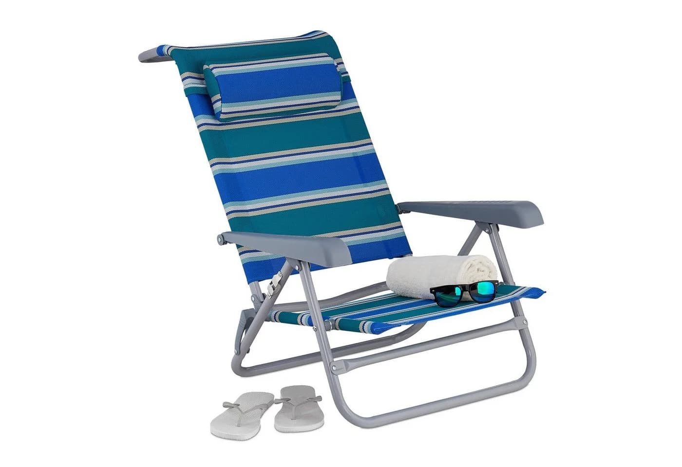 relaxdays Gartenliege Klappbar mit Nackenkissen 8-stufig verstellbar - Bild 2