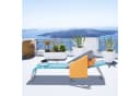 relaxdays Klappbarer Liegestuhl mit Nackenkissen Blau-Weiß Bild 5