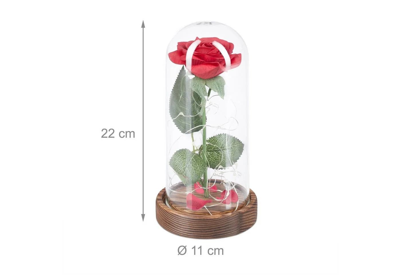 Kunstblume Ewige Rose im Glas mit Licht, relaxdays - Bild 4