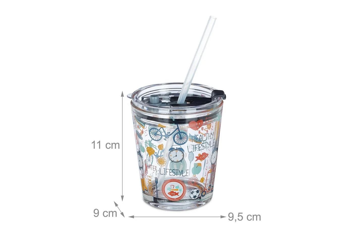 relaxdays Gläser-Set 4er Glasbecher Sport-Motiv Transparent/Bunt - Bild 4