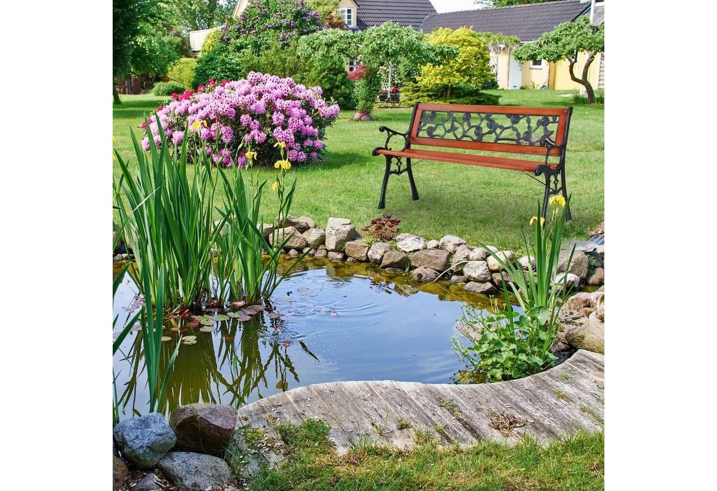 relaxdays Gartenbank mit Rosenmuster - Bild 5