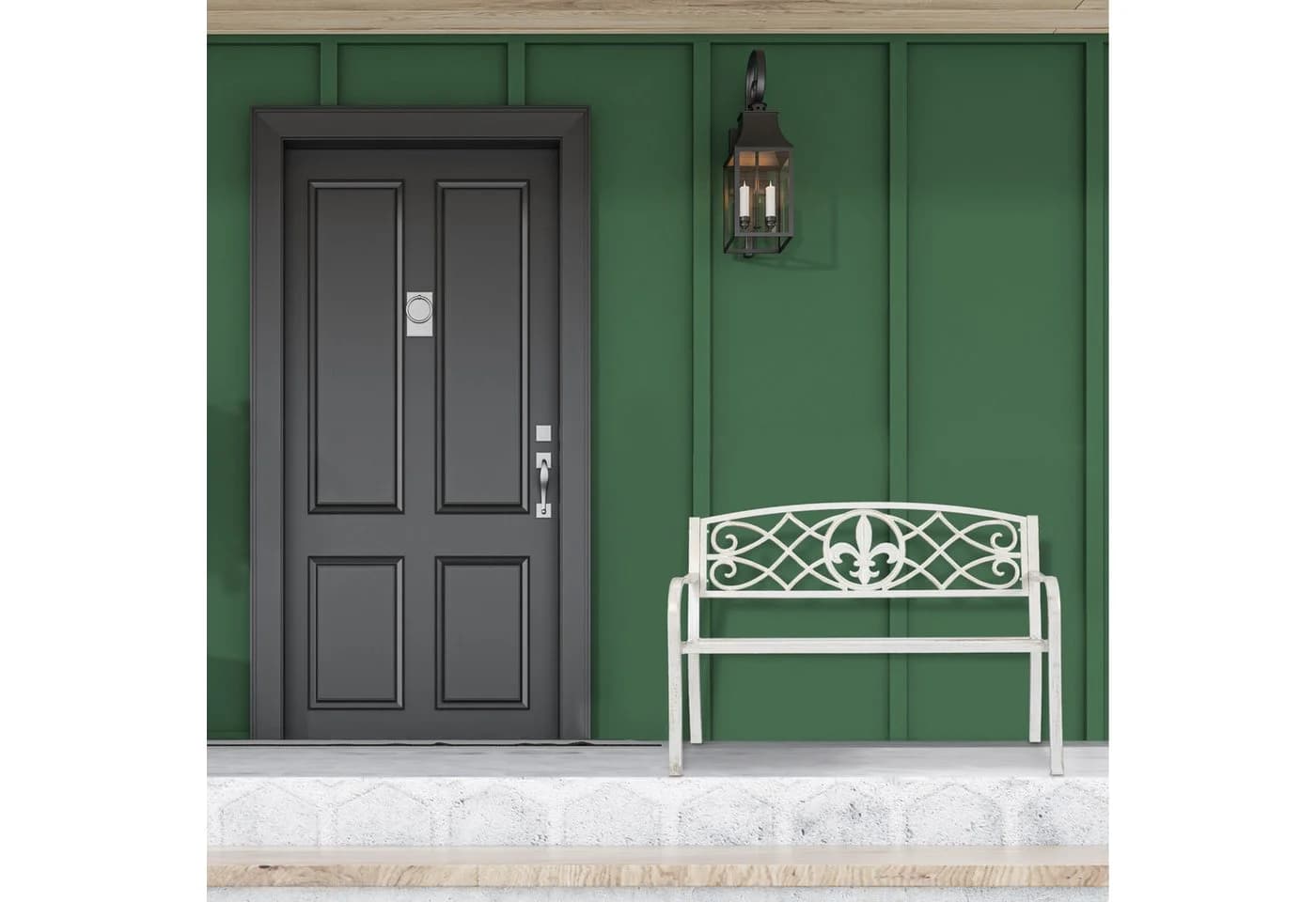 relaxdays Gartenbank aus Metall Weiß/Bronze Landhausstil