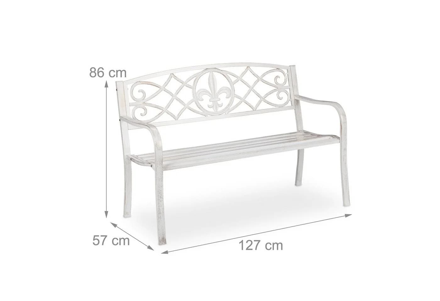 relaxdays Gartenbank aus Metall Weiß/Bronze Landhausstil - Bild 4