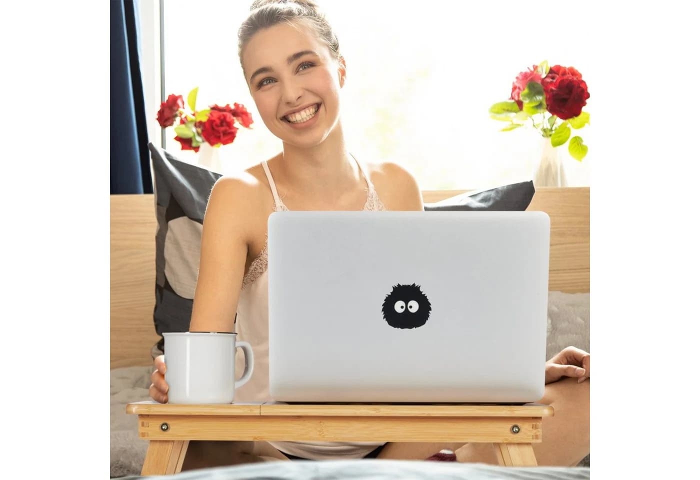 relaxdays Laptoptisch Klappbar Bambus Höhenverstellbar mit Schublade - Bild 5