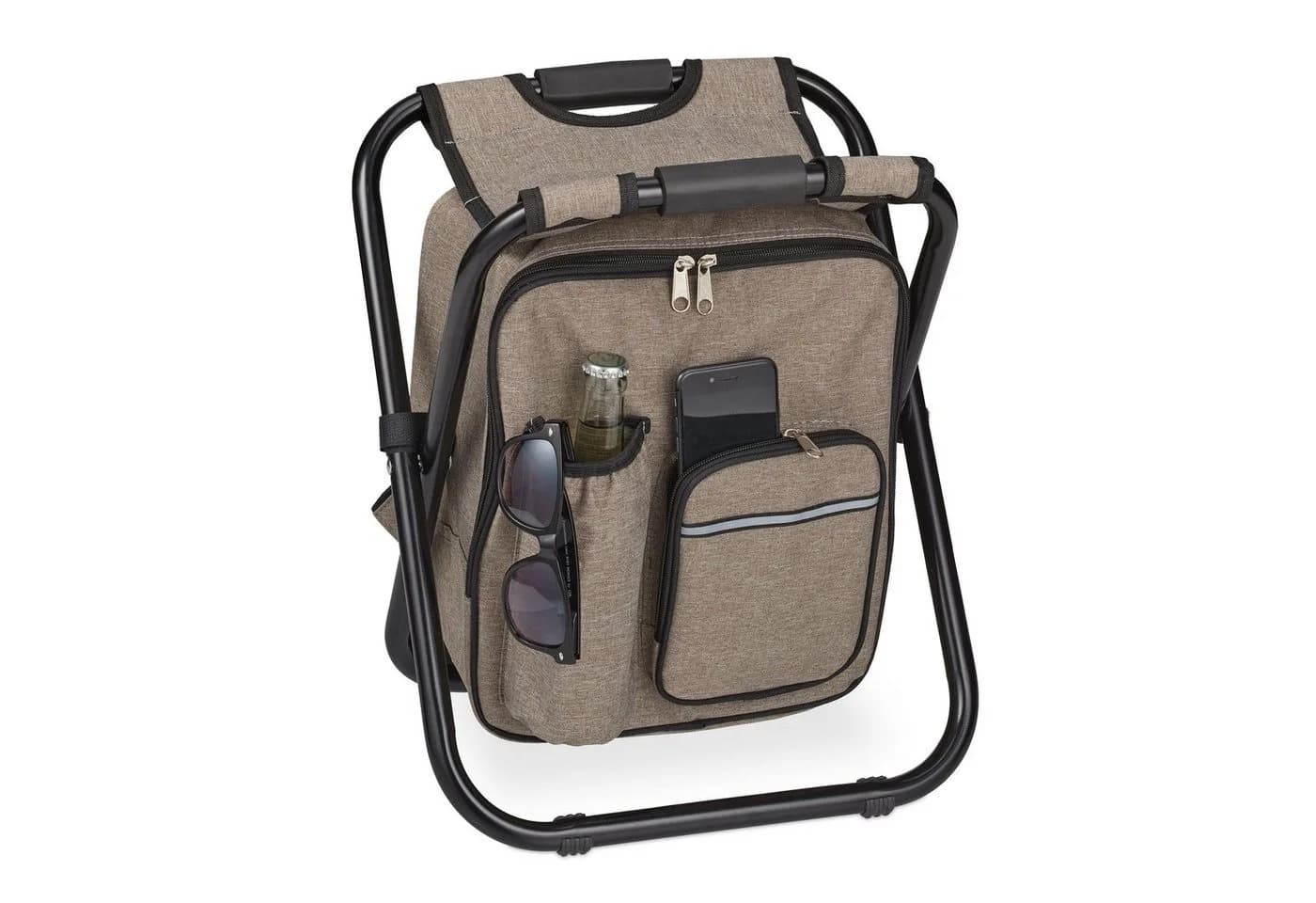 relaxdays Campinghocker Klappbar mit Tasche Beige/Schwarz - Bild 2