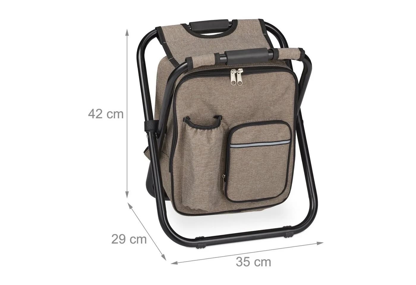relaxdays Campinghocker Klappbar mit Tasche Beige/Schwarz - Bild 4