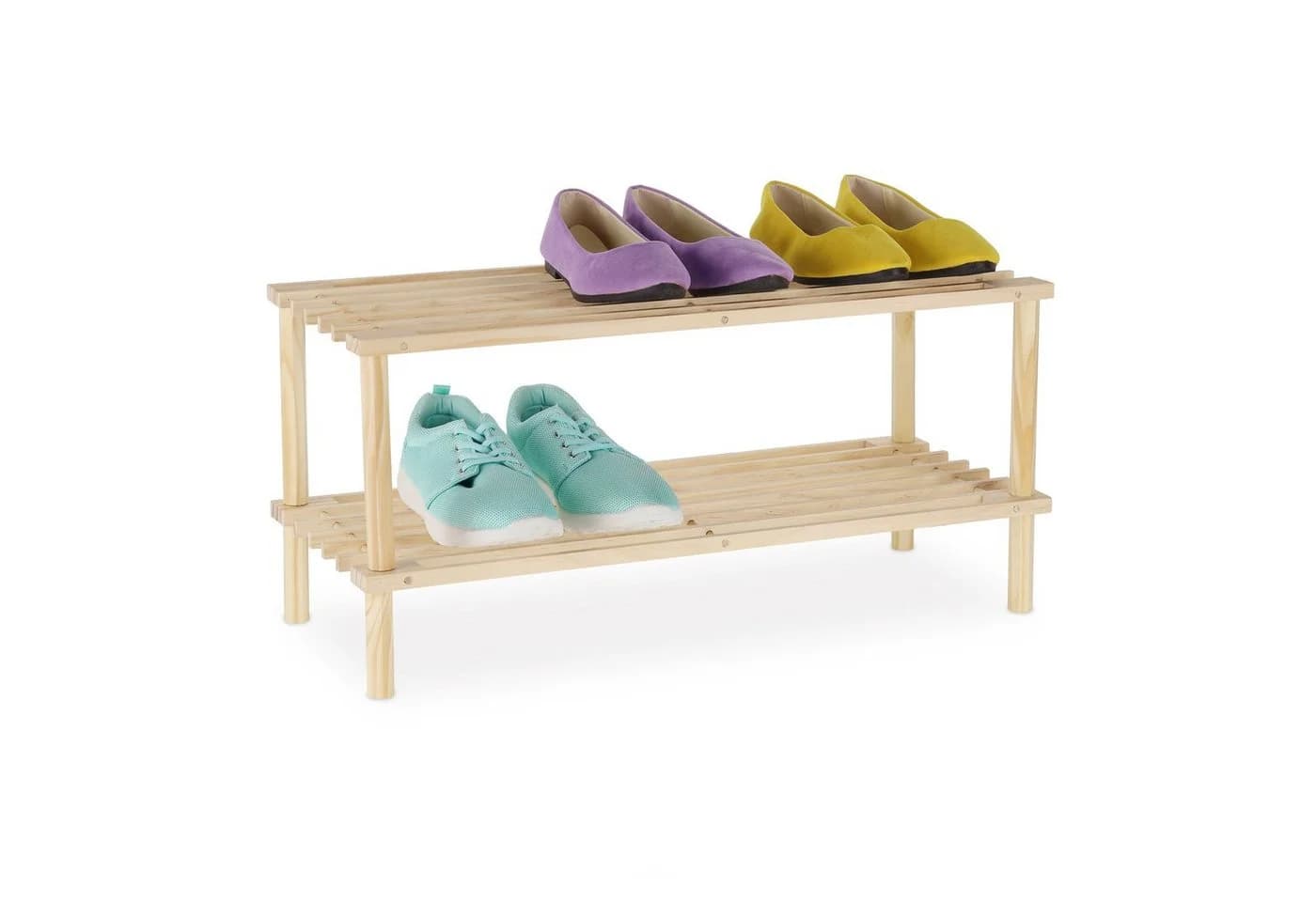 relaxdays Schuhregal Holz Kiefernholz 2 Ebenen - Bild 2