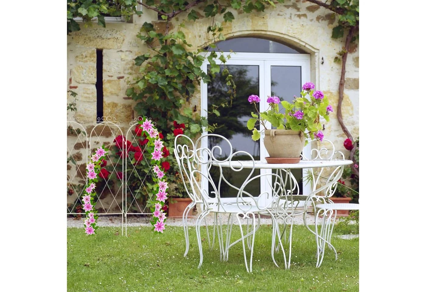 relaxdays Rankhilfe Rankgitter Metall 3er Set Weiß - Bild 5