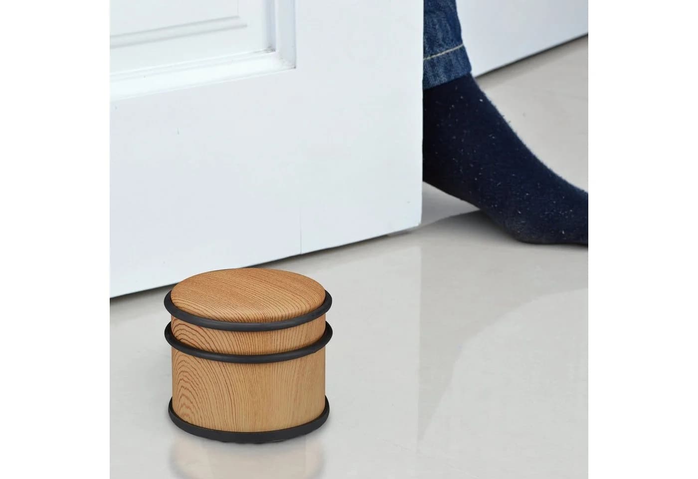 relaxdays Türstopper 4er Set Holzoptik Braun