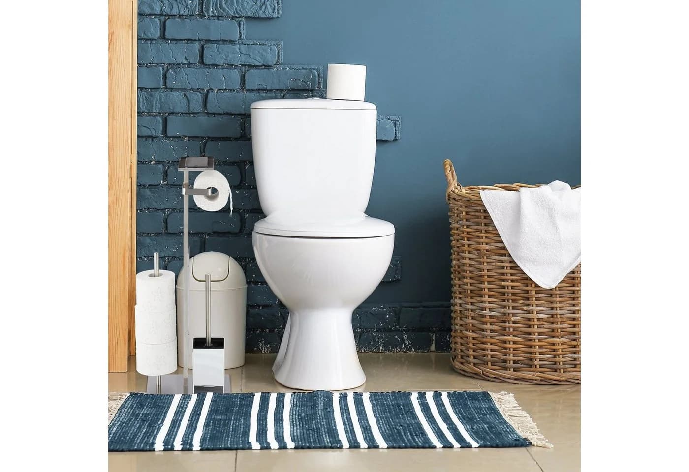 relaxdays Toilettenpapierhalter WC Garnitur Edelstahl Silber
