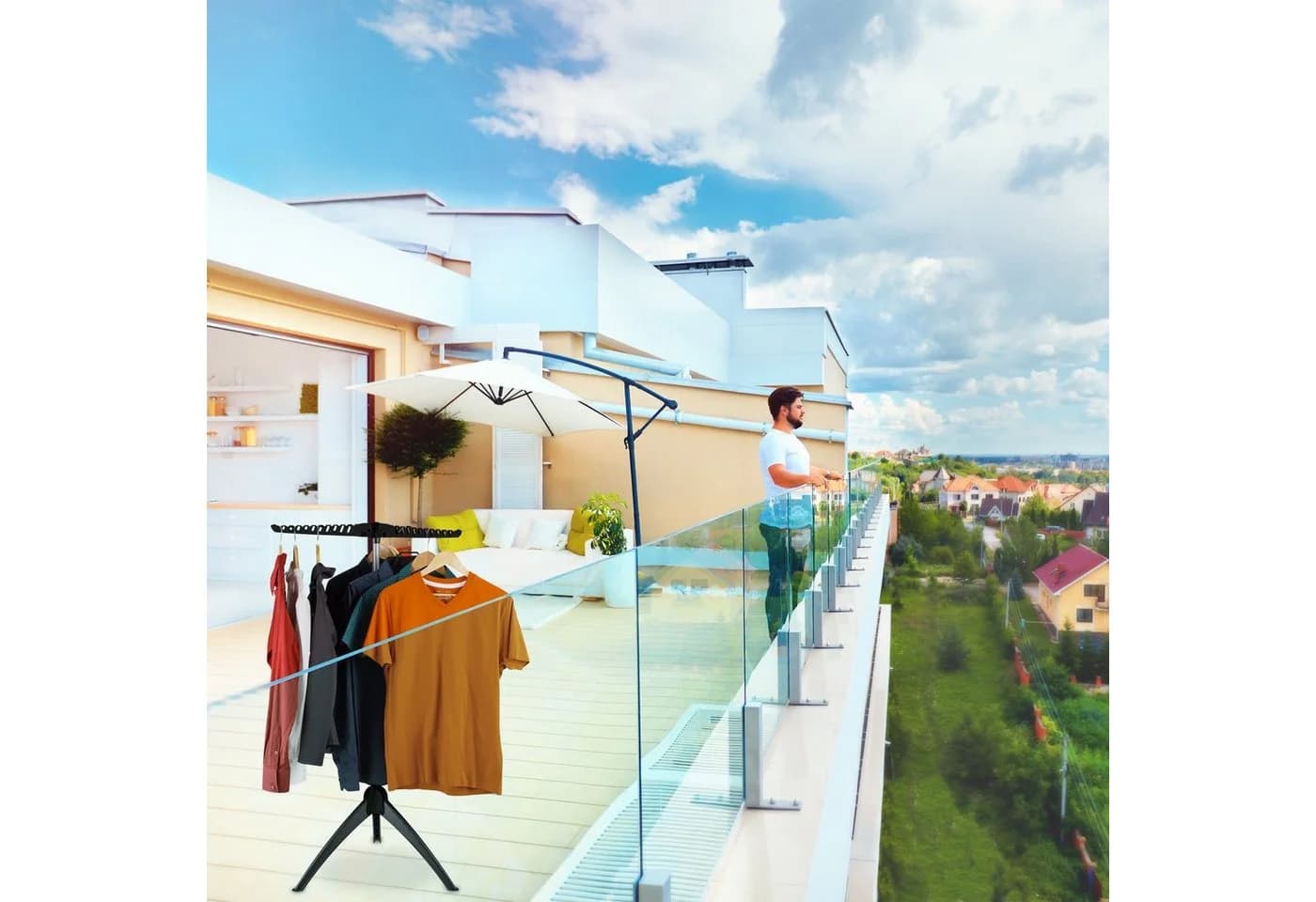 relaxdays Wäschespinne Bügelwäscheständer klappbar Schwarz-Grau - Bild 3