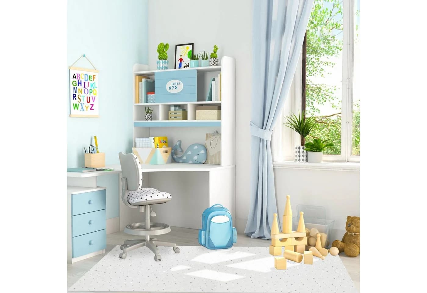 relaxdays Spielmatte 8tlg. Puzzlematte Grau/Weiß mit Sternen