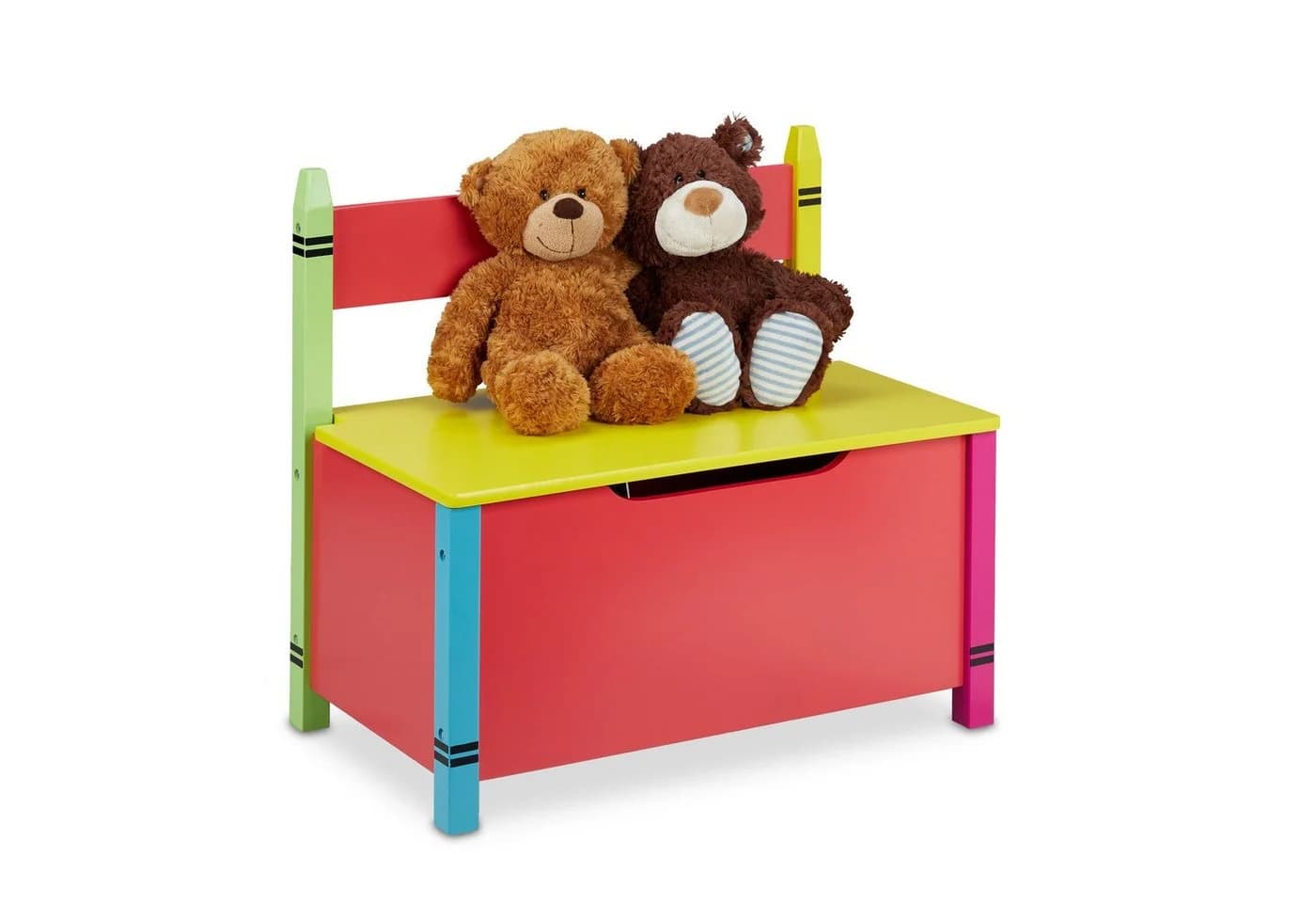 relaxdays Truhenbank Kindersitzbank mit Stauraum Wachsmalstift-Design - Bild 2